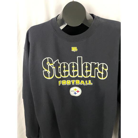 VTG Pittsburgh Steelers Sweatshirt Mens NFL 90s Black Football - Picture 6 of 9